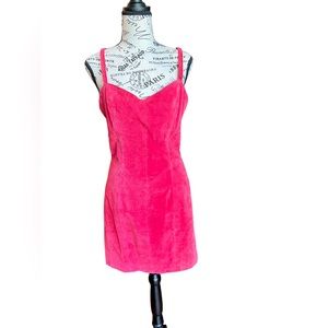 Vintage RED 80s W Leather by WILSONS Red Suede LEATHER Short Pencil Dress Red